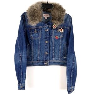 Arizona Jean Co Jacket Removable Faux Fur Collar Size Juniors XL Teen Mall-Core